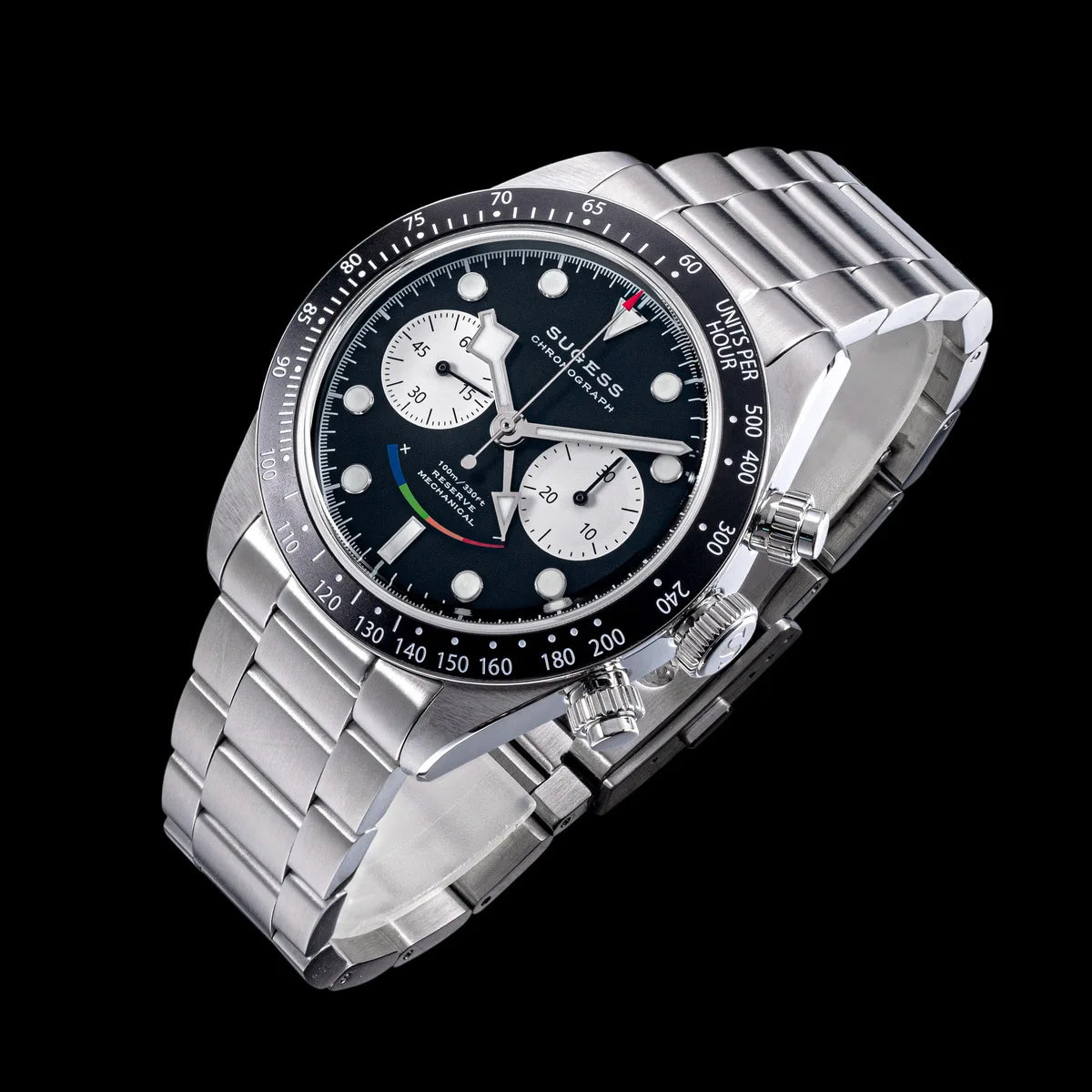 Sugess Chronograph Watch for Mens ST1907 Movement Mechanical Sapphire Crystal Wristwatches Waterproof Pilot Air Force Clock S475