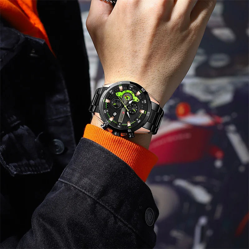 Luxus-Herrenuhr CURREN 8402, neu, aus Edelstahl, wasserdicht, mit Chronograph und Nachtbeleuchtung.