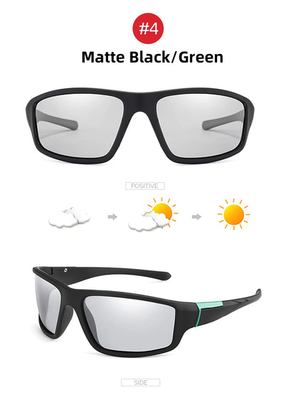 VIVIBEE Sports Men Photochromic Sunglasses Polarized Black Goggles Women Color Changing Driving Discoloration UV400 Sun Glasses
