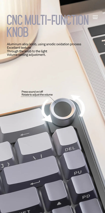 Teclado mecânico sem fios Attack Shark X66, layout compacto 65%, retroiluminação RGB, gasket, hot swap, Bluetooth, USB-C, PBT, bateria de grande capacidade