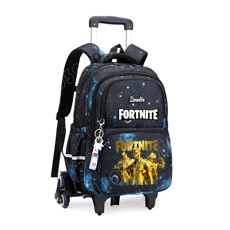 Чанта с колелца Fortnite за лесно изкачване на стълби, аниме, водоустойчива раница на колелца с голям капацитет за ученици, ежедневна пътна чанта
