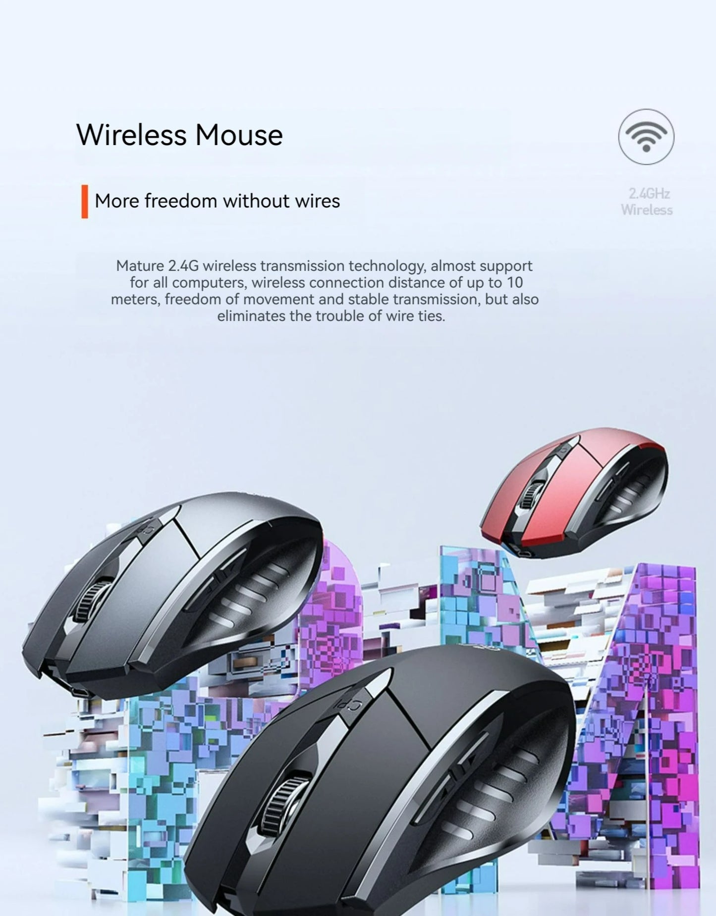 Inphic F1 Rechargeable Wireless Mouse, Bluetooth & 2.4G Silent Wireless Mouse with 6 Buttons, Adjustable DPI, Ergonomic Gaming & Office Mouse for Laptop, PC & Tablet