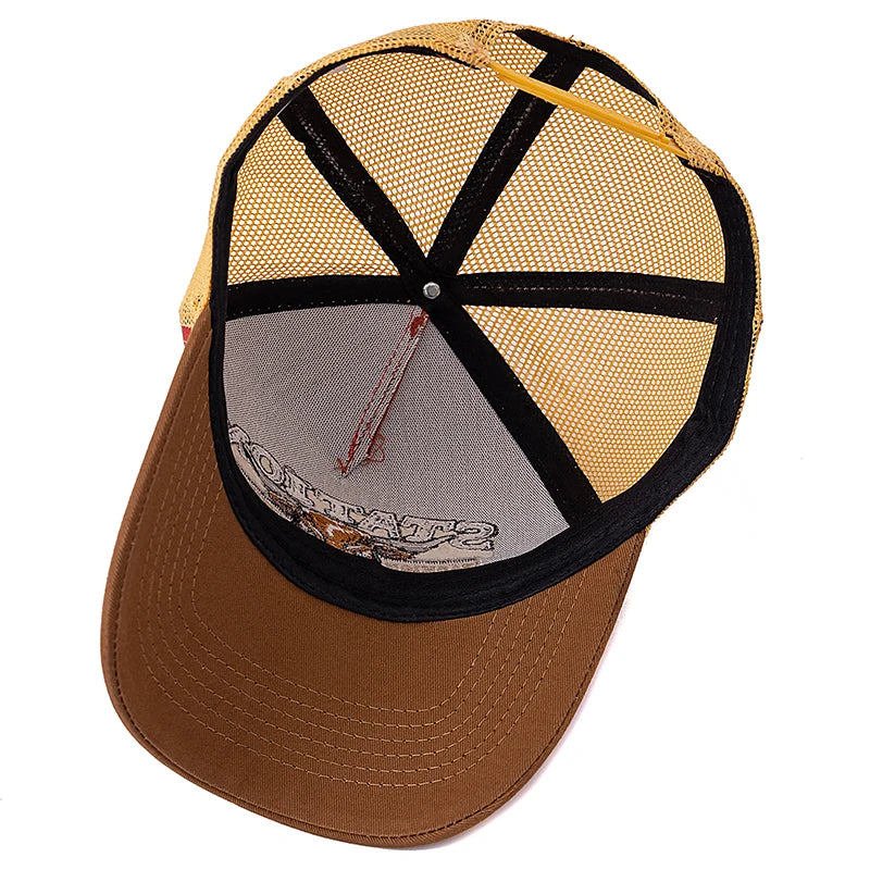 Unisex Summer Breathable Mesh Trucker Hat Bulls Head Pattern Baseball Cap Adjustable Snapback Hats For Men And Women