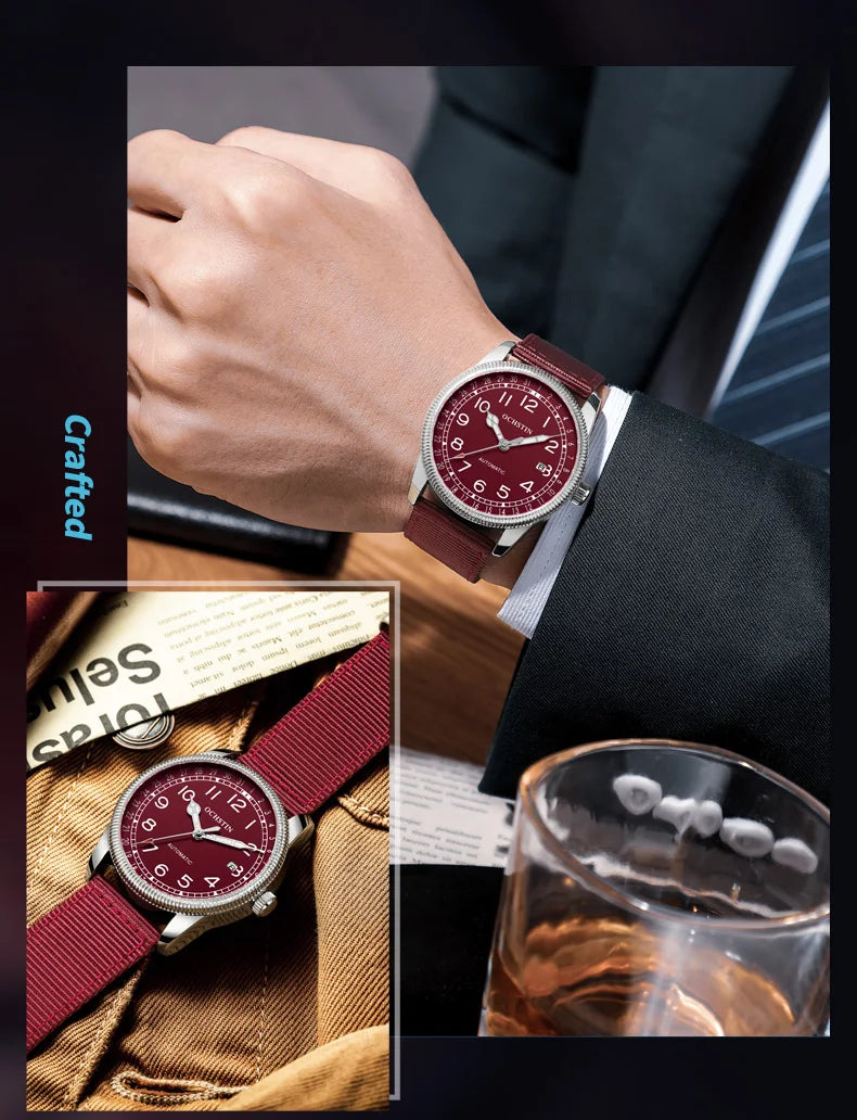 OCHSTIN Automatic Mens Watches Top Brand Luxury Auto Date Mechanical Military Sports Male Clock Luminous Hands Gift for Husband