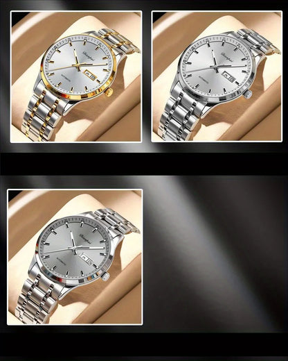 Pánské mechanické hodinky s automatickým nátahem značky Dianpai – luxusní model, luminiscenční displej, klasický a elegantní design, z nerezové oceli, vodotěsné, s kalendářem a označením dne v týdnu