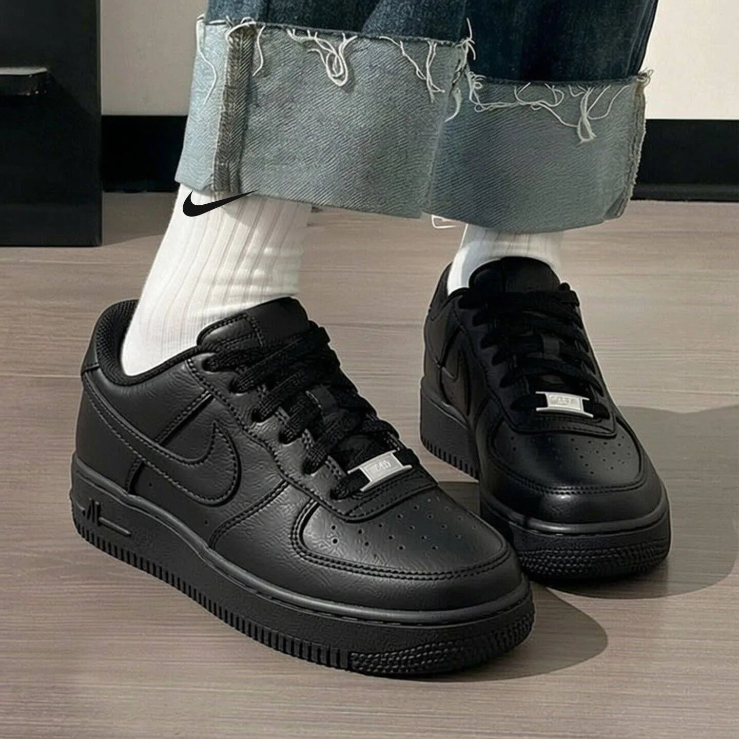 Nike Air Force 1 Comfortable Versatile Non-Slip Wear-Resistant Low-Top Sneakers Black and White Dh2920-001