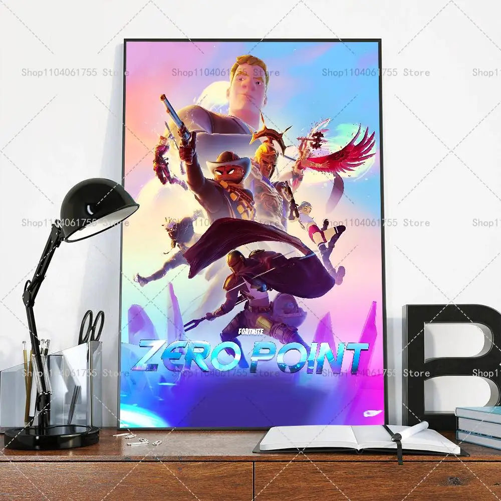 F-Fortnites-Game популярен плакат, самозалепващ се арт стикер от водоустойчива хартия, декорация за стена за кафене, бар и стая