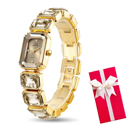 Ladies Wrist Watch Small Golden Square Quartz For Women Bracelet Watches Top Brand Luxury Diamond Fashion Women's Watch 2024