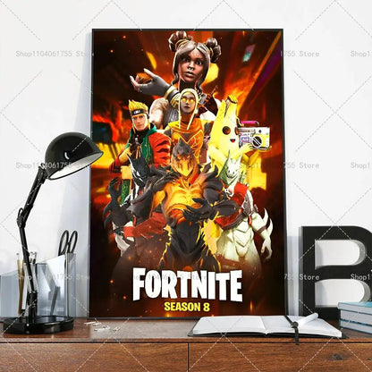 F-Fortnites-Game популярен плакат, самозалепващ се арт стикер от водоустойчива хартия, декорация за стена за кафене, бар и стая