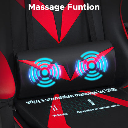 200Lbs Gaming Chair with Massage Lumbar Support, Ergonomic PC Gaming Chair with Footrest, Reclining Adjustable Armrest Computer Chair