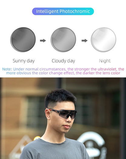 ROCKBROS Cycling Glasses Photochromic Glasses Bicycle Glasses Eyewear Goggles Windproof Bicycle Outdoor Sports Sunglasses