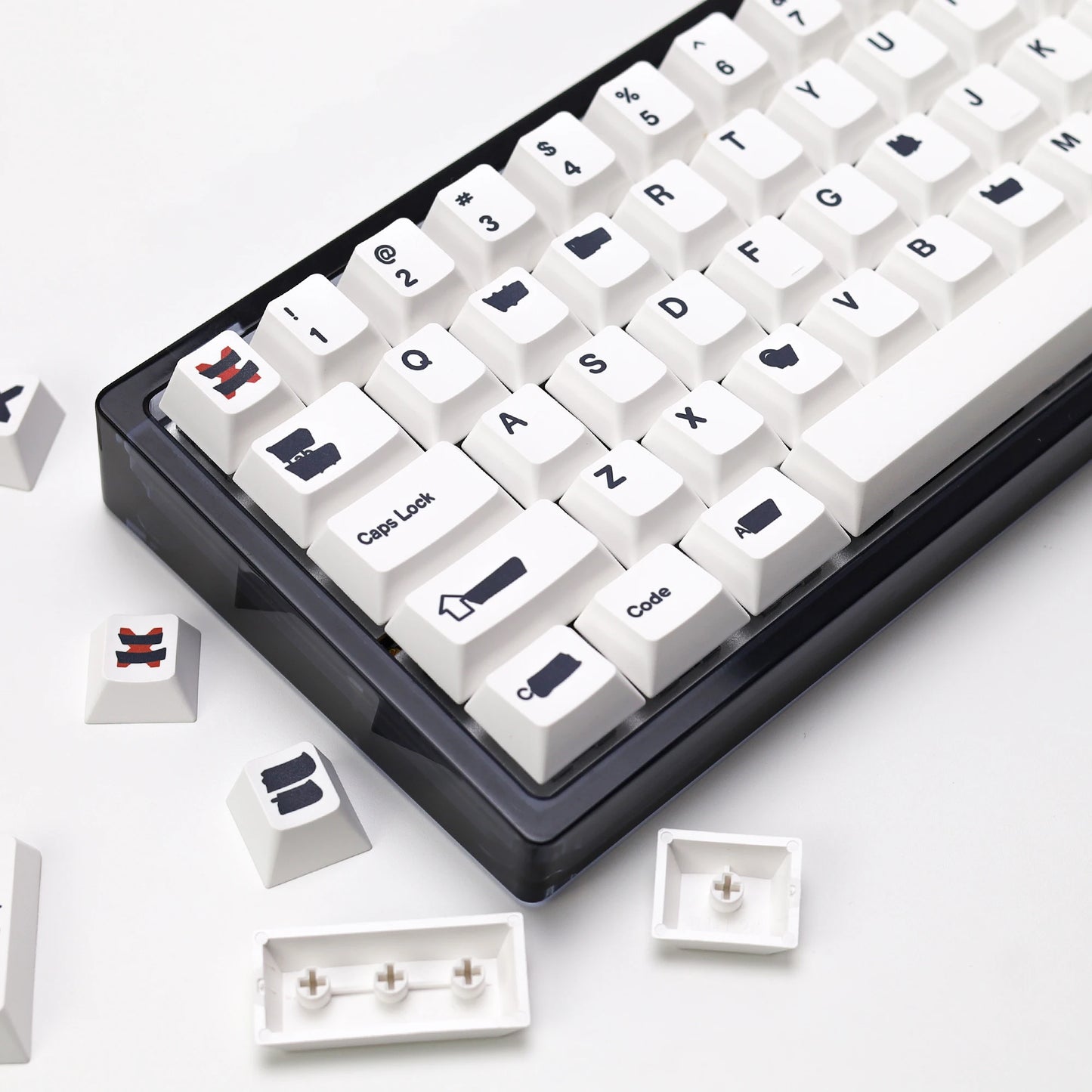KBDiy Retro GMK Redacted Keycaps White ISO Cherry Profile PBT Keycap Alice Spacer Bar 7u For 60 Mechanical Keyboard MX Switch
