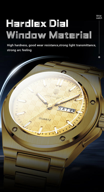 POEDAGAR Business Men Clock Date Week Stainless Steel Luxury Man Wristwatch Waterproof Luminous Sport Quartz Men's Watches Reloj