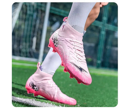 Fodboldstøvler til mænd og kvinder, high-top, skridsikre fodboldsneakers, åndbare futsal-træningssko til udendørs græs, ankelstøttende fodboldstøvler
