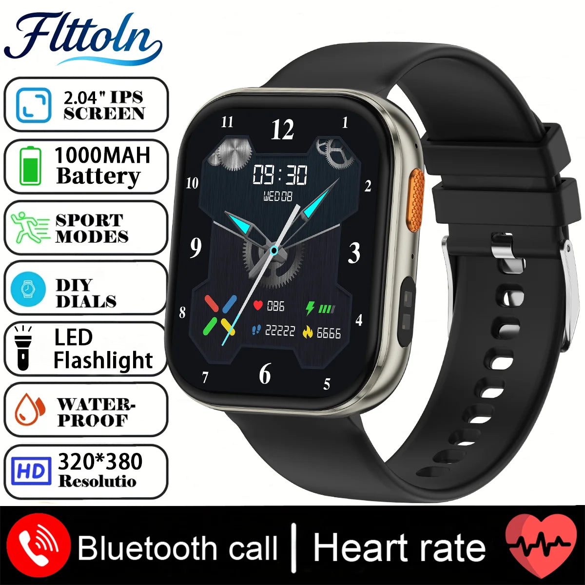 New 1000mAh Battery Smart Watch Women Heart Rate Sleep Monitoring Bluetooth Call IP68 Waterproof Smartwatch Men For Android IOS