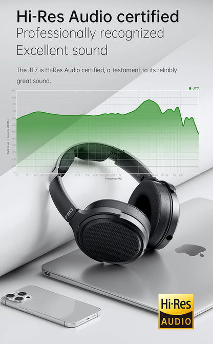 FiiO JT7 Planar Magnetic Over-Ear Audiophile Headphones – 95x86mm Driver, 4.4mm & 3.5mm Wired HiFi Headset