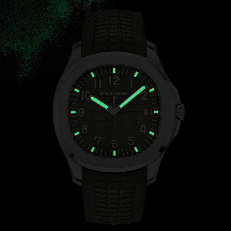 Specht&Sohne 2025 New Luxury Men Mechanical Wristwatch Miyota 8215 Stainless Steel Watch Green Rubber Sapphire Reloj Hombre