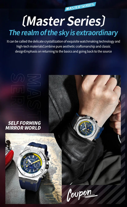 OCHSTIN Automatic Men Watches Luxury Designer Octagon Bezel Mechanical Date Day Night Dial Luminous Male Trendy Sport Wristwatch