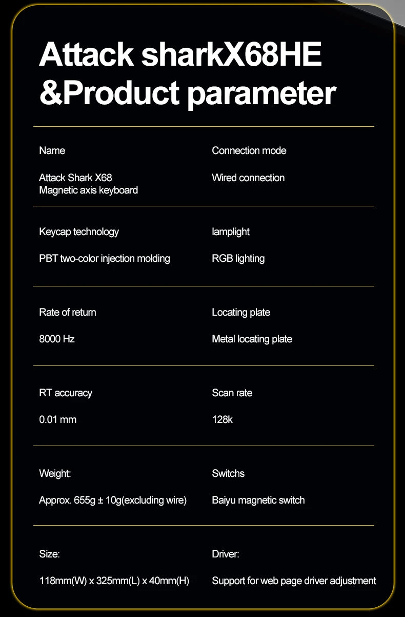 Magnetic Gaming Keyboard ATTACK SHARK X68HE X68PRO HE and FREEWOLF F68 Wired F68Pro Wireless for Pro Gaming 0.01mm Rapid Trigg