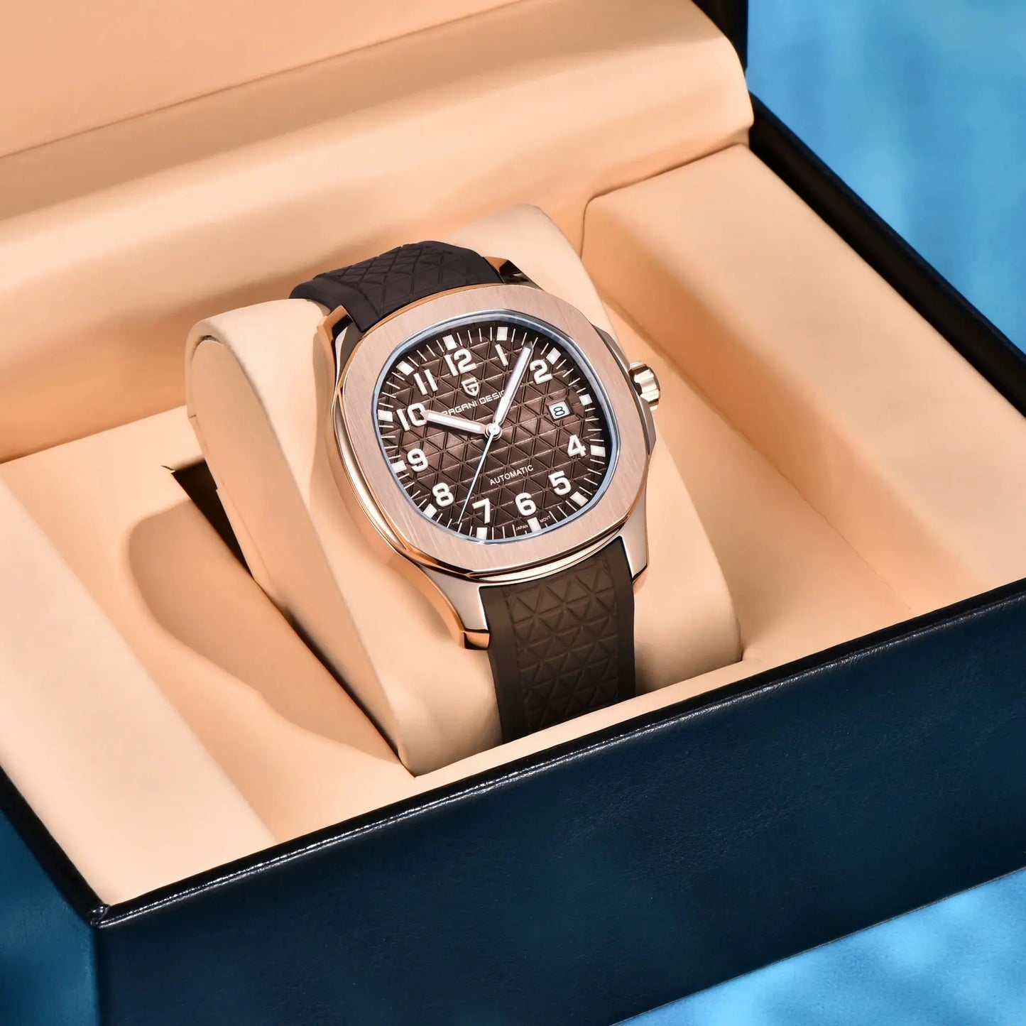 PAGANI DESIGN 2026 New Men's Watches Rose Gold Top Luxury  Automatic Watch For Men Barrel dial Steel Mechanical Wristwatch Men