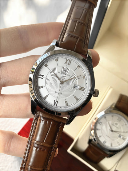 PABLO RAEZ Real Photos Top Brand Luxury Man Wristwatch Waterproof Diamond Date Leather Watch Quartz Fashion