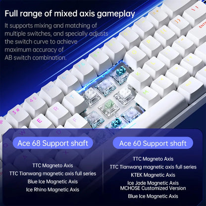 Teclado Gaming MCHOSE ACE 68 com Switches Magnéticos Hall Effect, Rapid Trigger, RGB Programável, 8K Hz, DKS/MT/TGL/RS/SOCD
