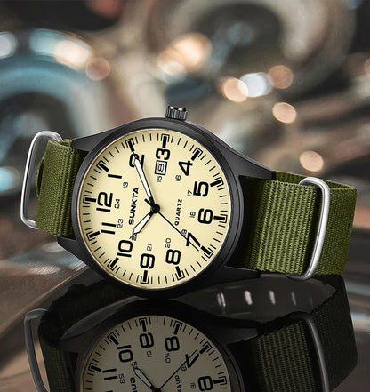 2026 SUNKTA Top Luxury Mens Watch Fashion Casual Quartz Wristwatches Luminous 30M Waterproof Nylon LIGE Watches Men Gifts Reloj