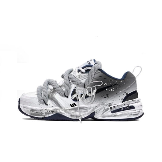 Custom Sneakers Nike Air Monarch 4 Deconstructed Ink Splatter Design Non-Slip Wear-Resistant Low-Top Unisex Running Shoes