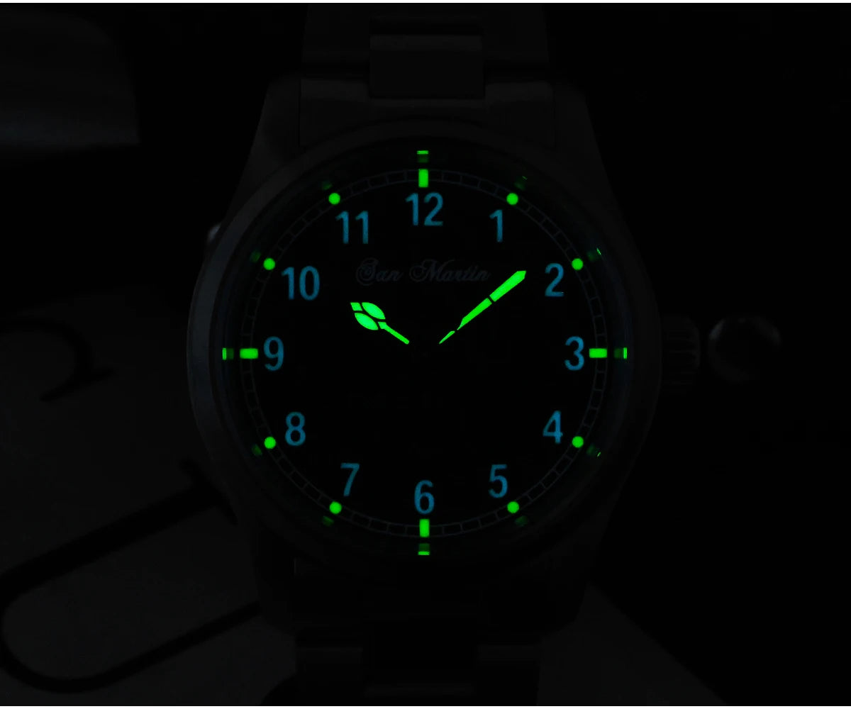 San Martin Simple Men Watch 37mm Pilot Miyota 8215 Classic Military Explore Automatic Mechanical Watches Waterproof 100m
