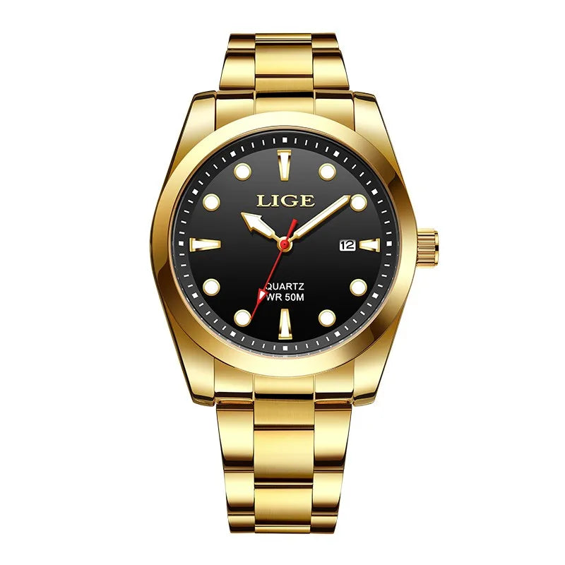 LIGE Top Brand Luxury Mens Watches Casual Business Watch Men Fashion Waterproof Military Men's Quartz Wristwatch Montre Homme