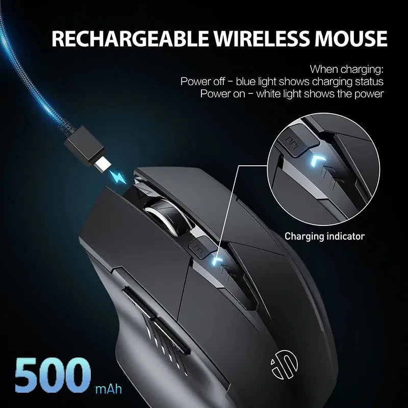 INPHIC F1 2.4G Wireless Mouse, Ergonomic Rechargeable Wireless Mouse with Power Display, Silent 2400 DPI USB Wireless Mouse for Laptop, Desktop & Office