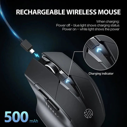 INPHIC F1 2.4G Wireless Mouse, Ergonomic Rechargeable Wireless Mouse with Power Display, Silent 2400 DPI USB Wireless Mouse for Laptop, Desktop & Office