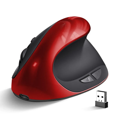 BTS-908 Ergonomic Wireless Mouse, Rechargeable Vertical Wireless Mouse with 2.4GHz USB Receiver, 1600 DPI Adjustable, 6-Button Ergonomic Mouse for Office & Laptop