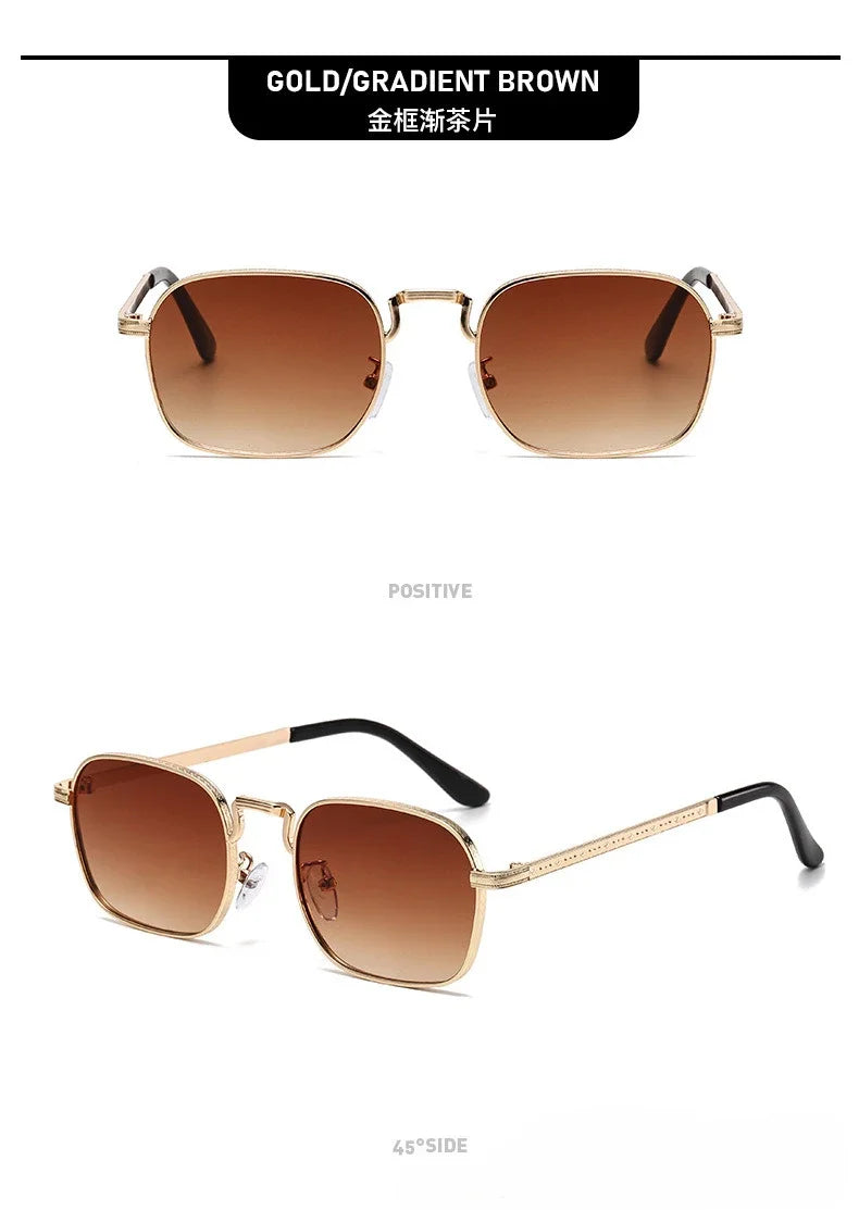 New Square Oval Metal Sunglasses Fashionable Retro Men Sunglasses Women Personalized Uv Resistant Eyeglass Luxury Design Uv400