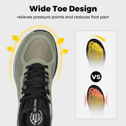 Fittington Walking Shoes for Men Extra Wide Sneakers Comfortable Lightweight Running Sport Shoes with Arch Support For Flat Feet