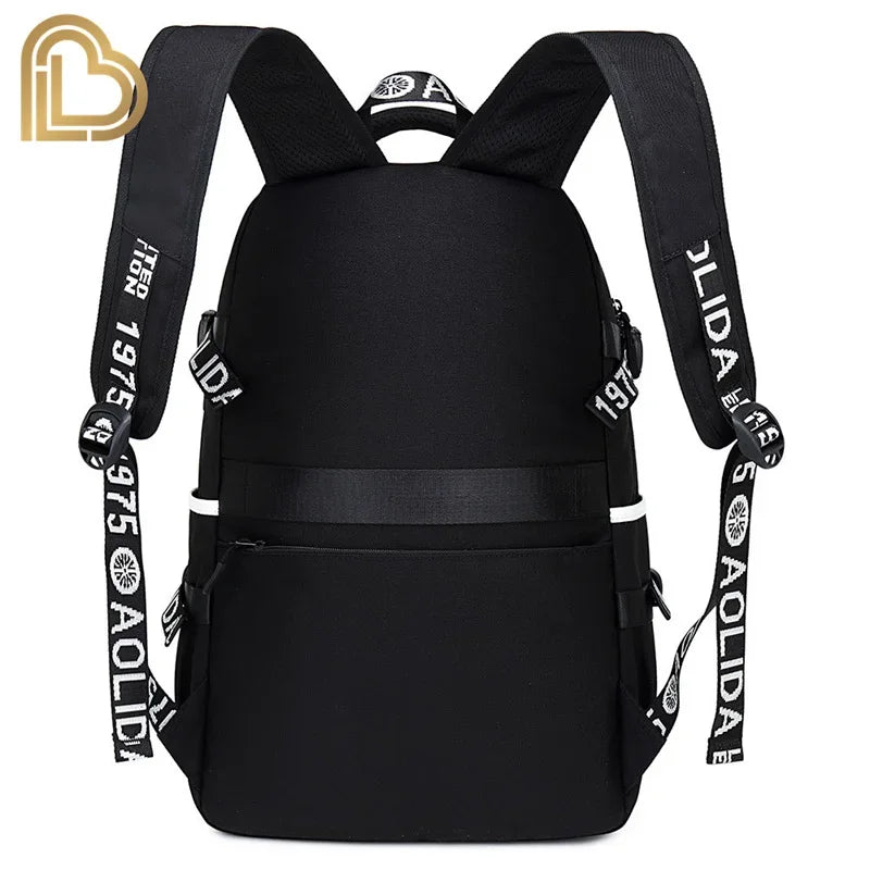 Yule Trooper F-Fortnited Battle Royale Backpack with USB Charging Anime Figures Study Stationery Compartment Students Mochila