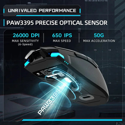 MACHENIKE M7 Pro Wireless Gaming Mouse PAW3395 26000 DPI RGB USB & 2.4GHz Rechargeable Gaming Mouse for PC & Laptop