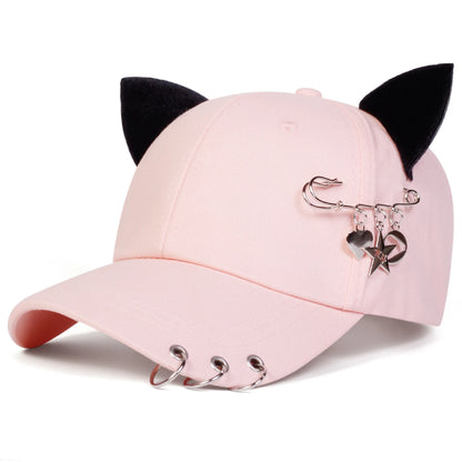 Unisex Cat Ear Pin Love Baseball Caps Spring Autumn Outdoor Adjustable Casual Hats Sunscreen Hat Sports Cap