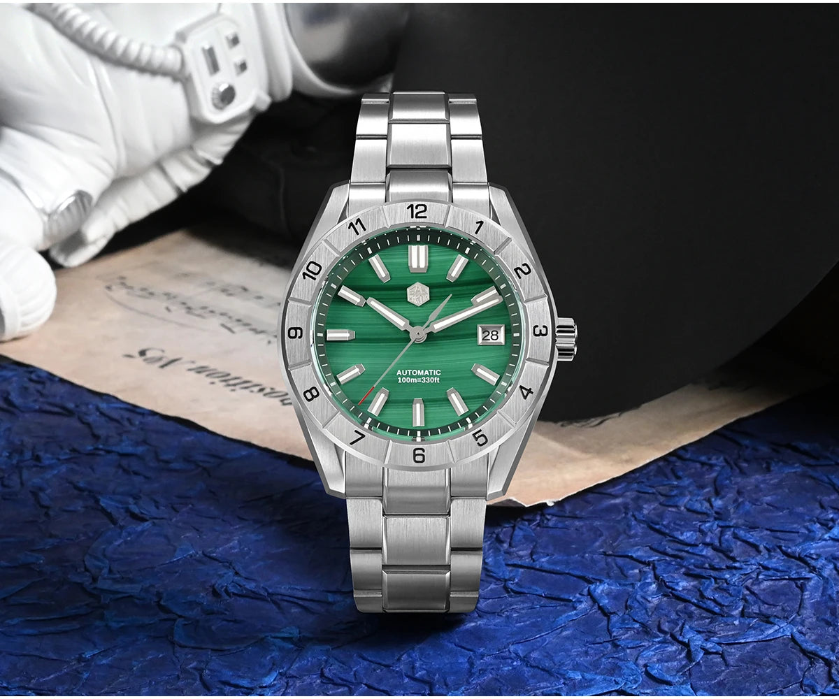 San Martin New 42mm Peacock Gemstone Dial NH35 Luxury Men Watch Automatic Mechanical Sapphire 100M Waterproof Luminous SN0130