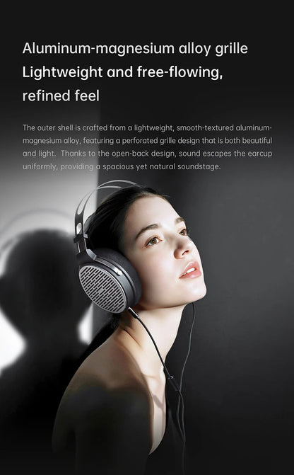 Auscultadores FiiO JT3 Over-Ear com Fio e Design Aberto, Driver Dinâmico de 50mm HiFi, Cabo Amovível