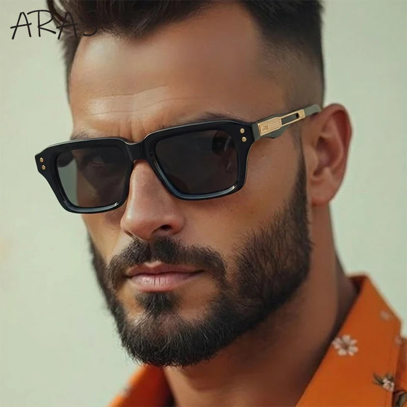 Polarized Classic Square Sunglasses Men 2026 Luxury Brand Steampunk UV400 Driving Sun Glasses For Male Trendy Small Frame Shades