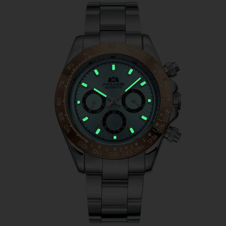 Automatic Mens Watch Mechanical Self Wind Movement Gold Black Stainless Steel Diamonds Stone Sports Luxury Fashion Watches