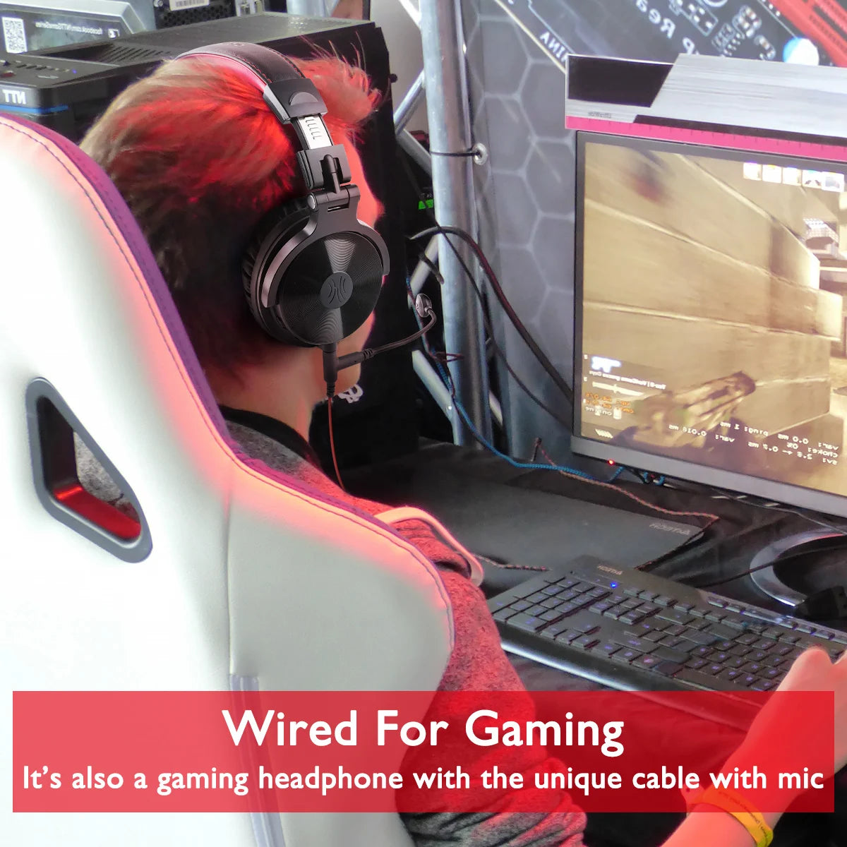Auscultadores Gaming Sem Fios OneOdio Pro-M Bluetooth 5.2 HiFi Estéreo, 110H de Autonomia com Microfone, Graves Profundos, Dobráveis e Over-Ear