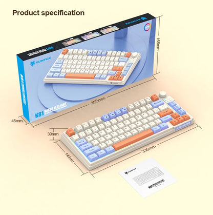 K81 Gaming Keyboard 81-Key 80% Wired RGB Gaming Keyboard with Volume Knob, Ergonomic USB Gaming Keyboard for PC, Laptop, Mac & Multi-Language Layouts