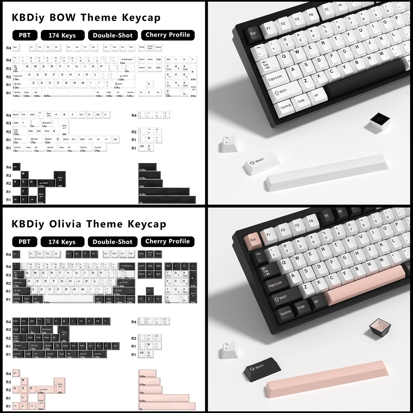 KBDiy 174 Teclas/Conjunto PBT GMK Apollo Keycap Double Shot Minimalista ISO Perfil Cherry para Teclado Mecânico Gaming Keycaps para MX