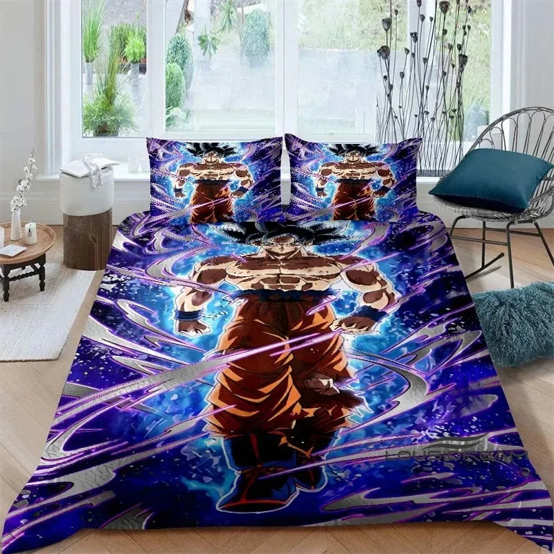 Cartoon/Anime Son Goku Dragon Ball Themed Printed Bedding Set: This soft and comfortable set includes a duvet cover and pillowca