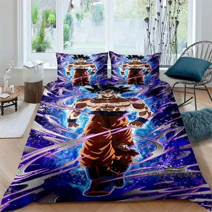 Cartoon/Anime Son Goku Dragon Ball Themed Printed Bedding Set: This soft and comfortable set includes a duvet cover and pillowca