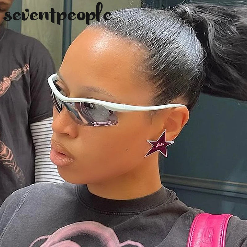 Sports Sunglasses Women Outdoor Cycling Goggle Men Fashion One-Piece Windproof Sunglass Male 2026 New Semi-Rimless Sun Glasses