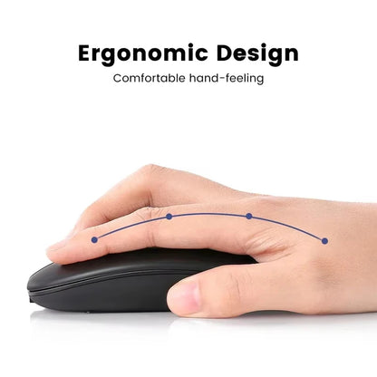 Rechargeable Wireless Mouse Bluetooth 2.4GHz Dual Mode, Silent Ergonomic Wireless Mouse with Adjustable DPI, USB Rechargeable Mouse for PC, Laptop, Mac & Tablet