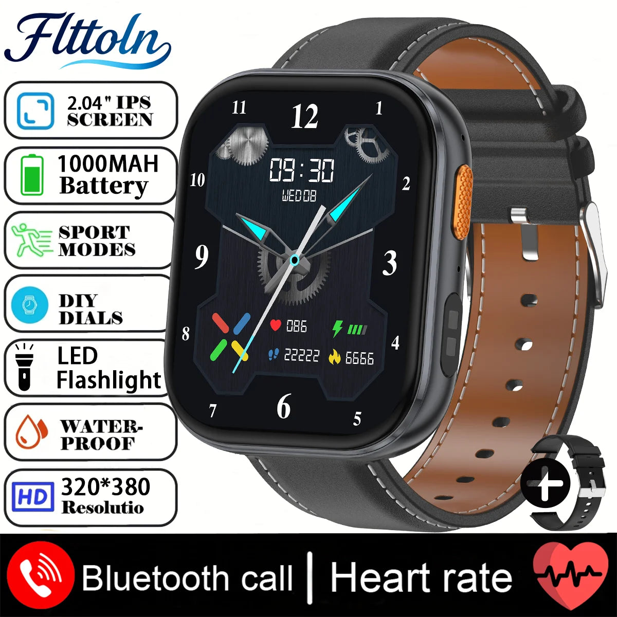 New 1000mAh Battery Smart Watch Women Heart Rate Sleep Monitoring Bluetooth Call IP68 Waterproof Smartwatch Men For Android IOS